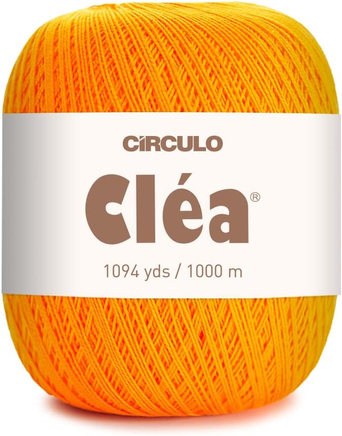 CRCULO Circulo Clea Yarn – Crochet Thread Fine Size 10-8/2 Perfect for Weaving - 100% Mercerized Brazilian Cotton (Pack of 1 Ball) – 5.3 oz, 1094 yds - Color: 4156 - Carrot - Image 1